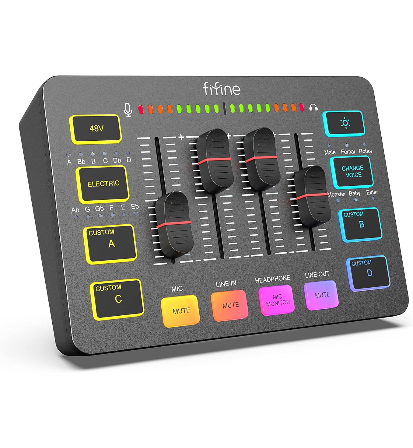 Mixer Audio FIFINE SC3 – XLR, RGB, 48V Phantom, Gaming, Streaming & Podcast