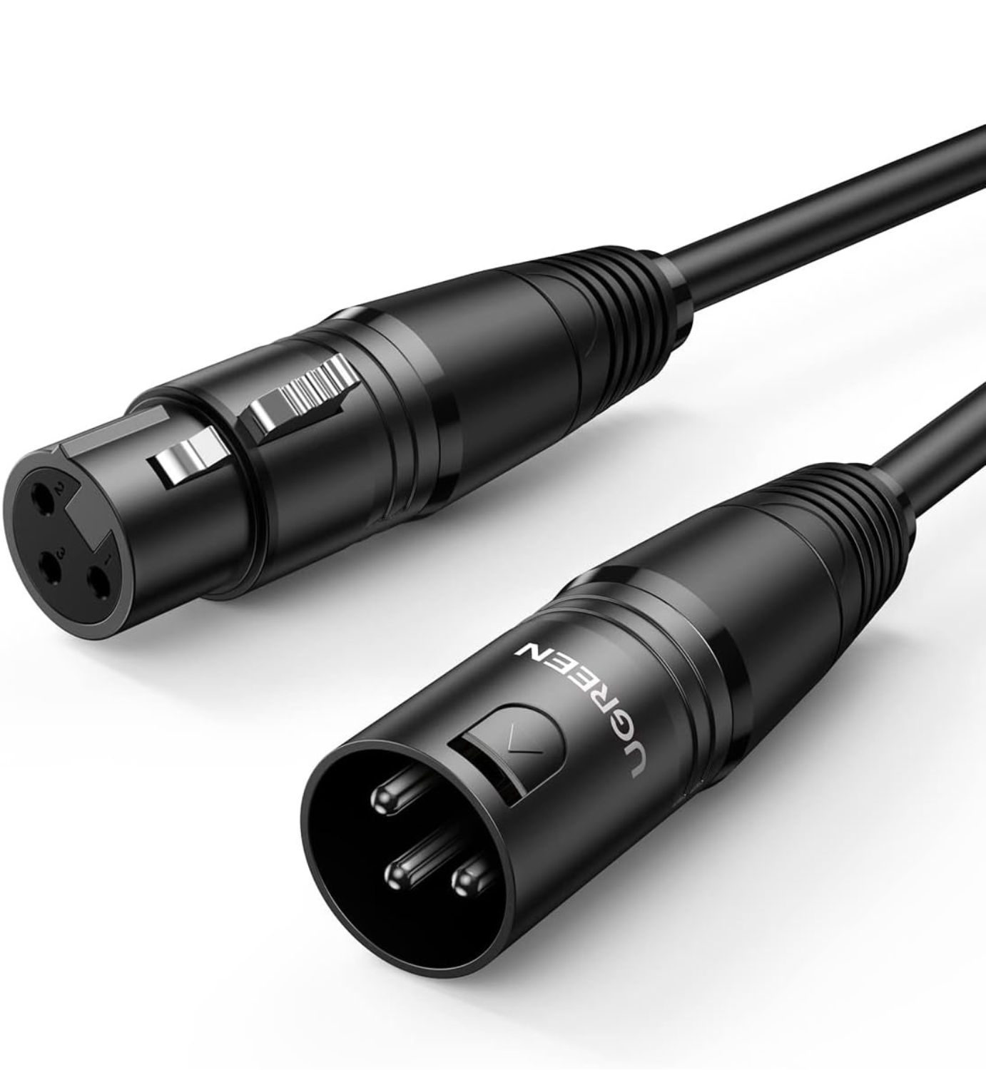 Cablu Audio XLR UGREEN 2m – Cablu Microfon Profesional, Ecranare Triplă, Transmisie Clară a Sunetului