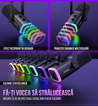 Kit Microfon Profesional FIFINE AM8 – Gaming, Podcasting, Streaming, USB & XLR, Iluminare RGB, Braț Reglabil