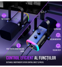 Kit Microfon Profesional FIFINE AM8 – Gaming, Podcasting, Streaming, USB & XLR, Iluminare RGB, Braț Reglabil